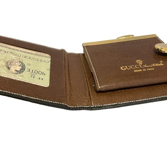 RARE & UNIQUE Vintage GUCCI Bi-Fold Two-Tone Leather Wallet Made in Italy - Picture 12 of 13